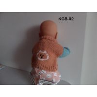 Gebreid vestje zalm met poesje voor 36 cm pop